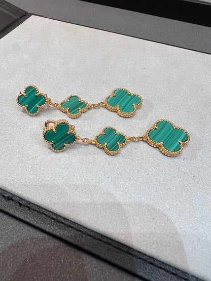 [Sophire Jewelry ]CLOVER MALACHITE 3 MOTIFS GOLD