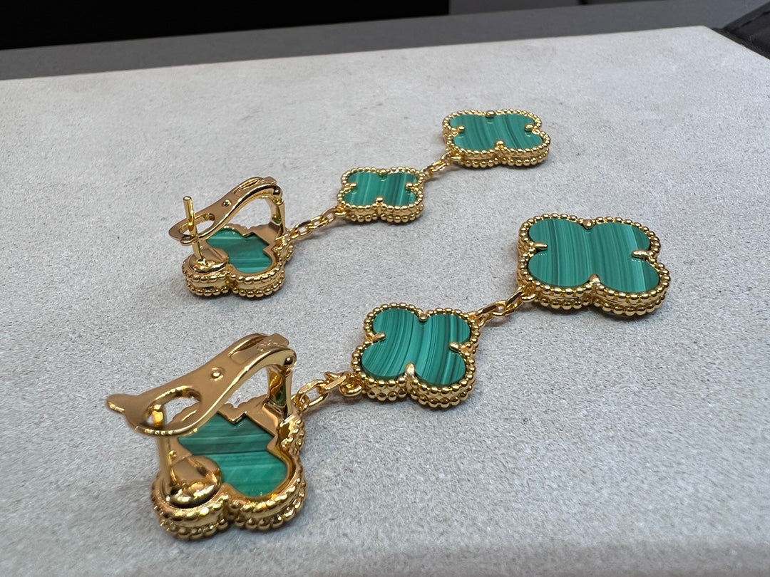 [Sophire Jewelry ]CLOVER MALACHITE 3 MOTIFS GOLD