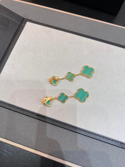 [Sophire Jewelry ]CLOVER MALACHITE 3 MOTIFS GOLD