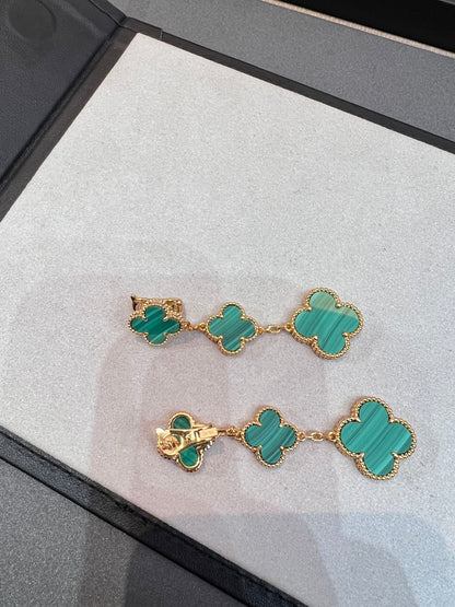 [Sophire Jewelry ]CLOVER MALACHITE 3 MOTIFS GOLD