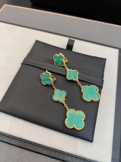 [Sophire Jewelry ]CLOVER MALACHITE 3 MOTIFS GOLD