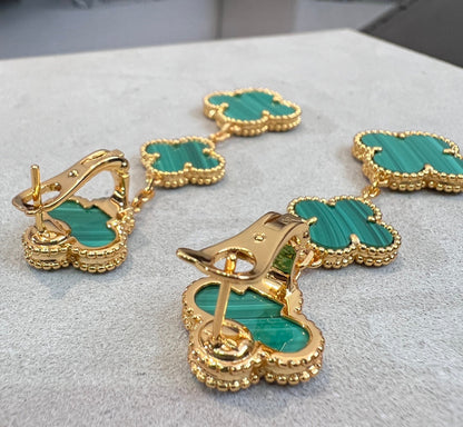 [Sophire Jewelry ]CLOVER MALACHITE 3 MOTIFS GOLD