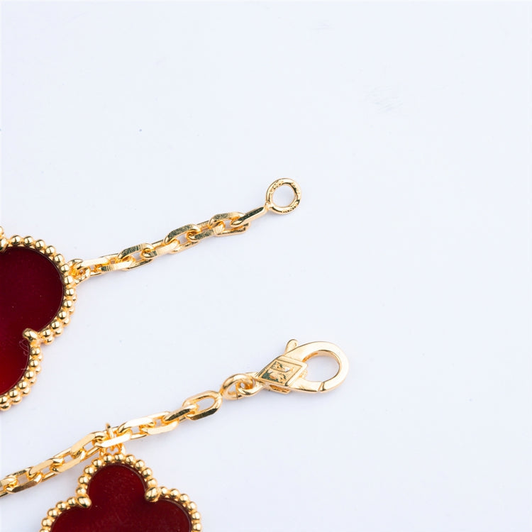 [Sophire Jewelry ]CLOVER BRACELET 5 MOTIFS CARNELIAN TIGER EYE