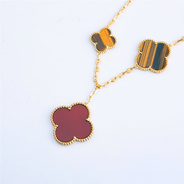 [Sophire Jewelry ]CLOVER BRACELET 5 MOTIFS CARNELIAN TIGER EYE