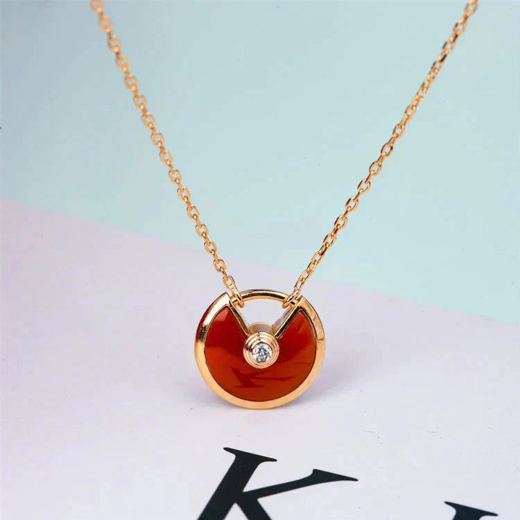 [Sophire Jewelry ]AMULETTE GOLD CARNELIAN ONYX NECKLACE