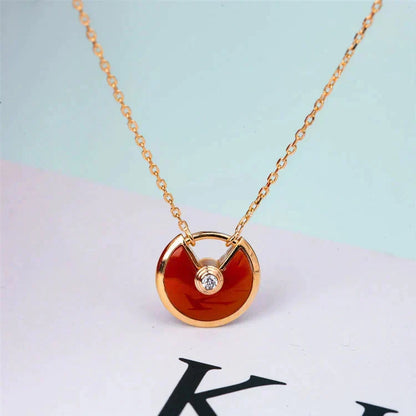 [Sophire Jewelry ]AMULETTE GOLD CARNELIAN ONYX NECKLACE