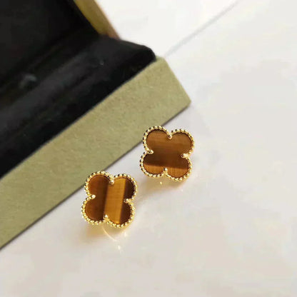 [Sophire Jewelry ]CLOVER MEDIUM 1 MOTIFS TIGER EYE EARRINGS