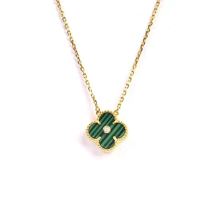 [Sophire Jewelry ]CLOVER 15MM DIAMOND TURQUOISE NECKLACE