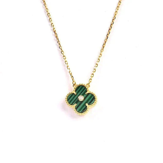 [Sophire Jewelry ]CLOVER 15MM DIAMOND TURQUOISE NECKLACE