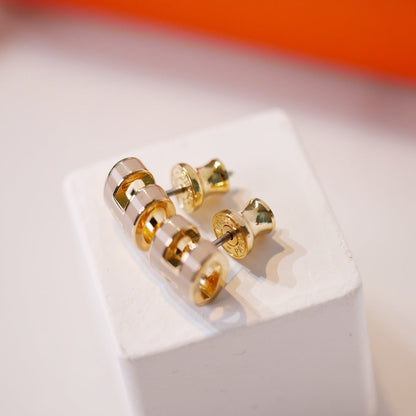 [Sophire Jewelry ]MINI POP H GOLD EARRINGS GREY