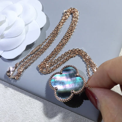 [Sophire Jewelry ]CLOVER 25MM GOLD DARK MOP BIG CLOVER NECKLACE