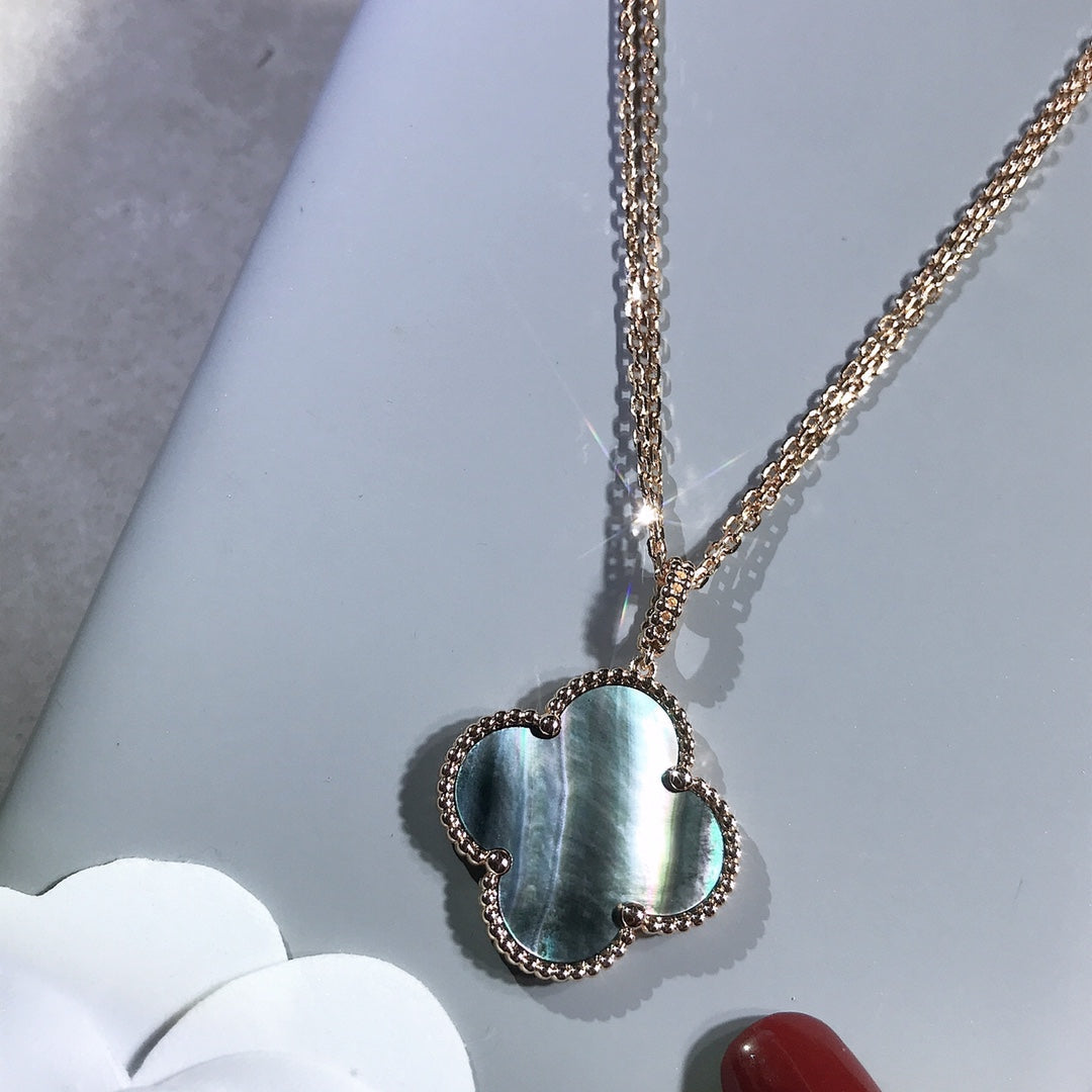 [Sophire Jewelry ]CLOVER 25MM GOLD DARK MOP BIG CLOVER NECKLACE