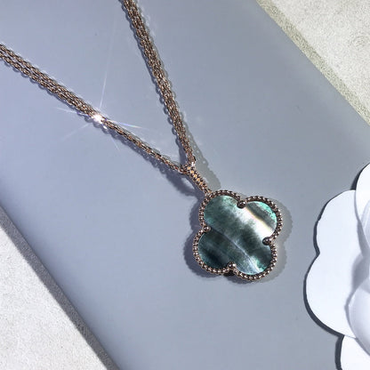 [Sophire Jewelry ]CLOVER 25MM GOLD DARK MOP BIG CLOVER NECKLACE