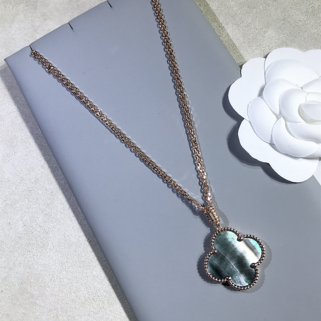 [Sophire Jewelry ]CLOVER 25MM GOLD DARK MOP BIG CLOVER NECKLACE
