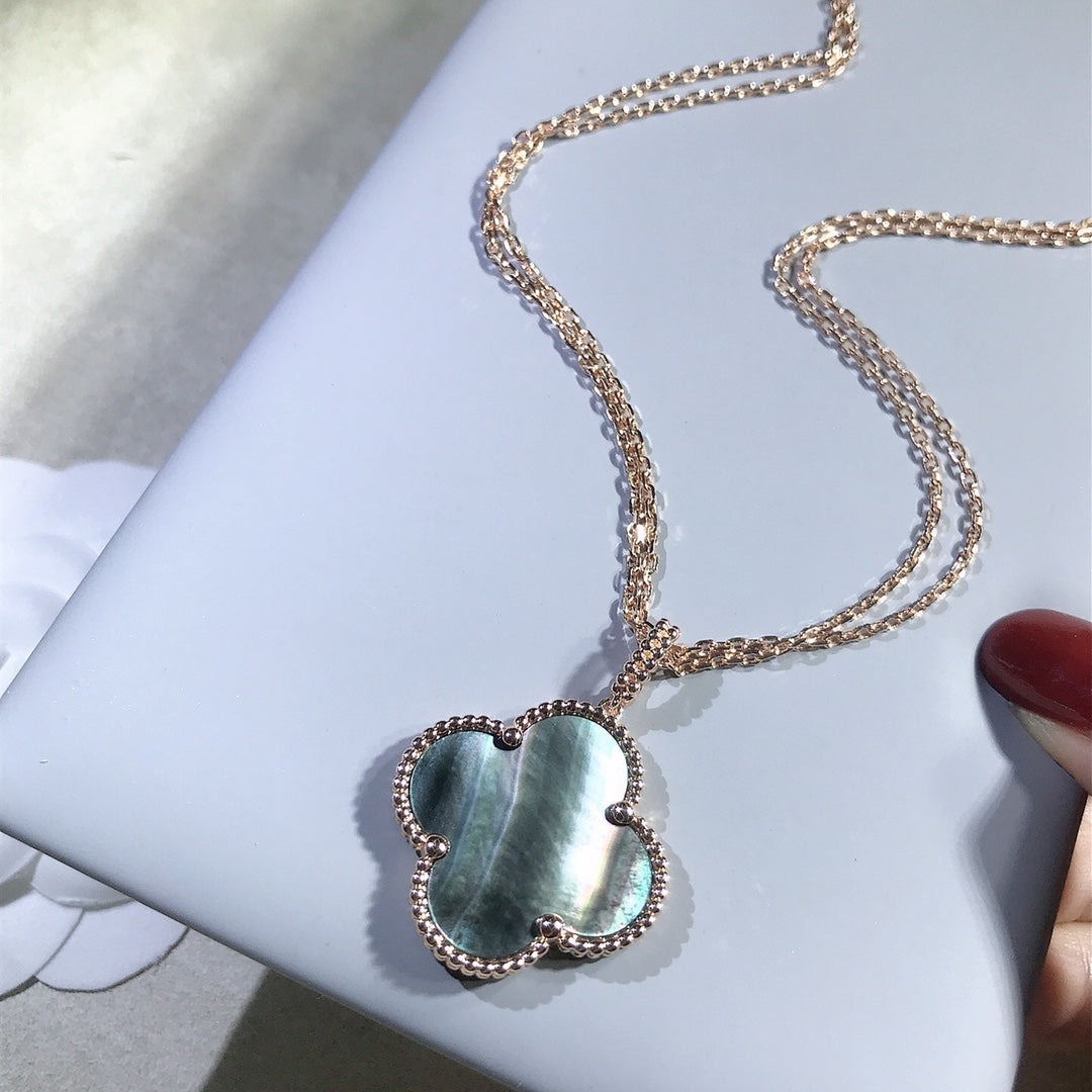 [Sophire Jewelry ]CLOVER 25MM GOLD DARK MOP BIG CLOVER NECKLACE