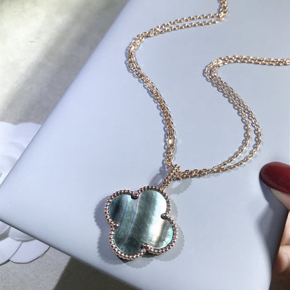 [Sophire Jewelry ]CLOVER 25MM GOLD DARK MOP BIG CLOVER NECKLACE