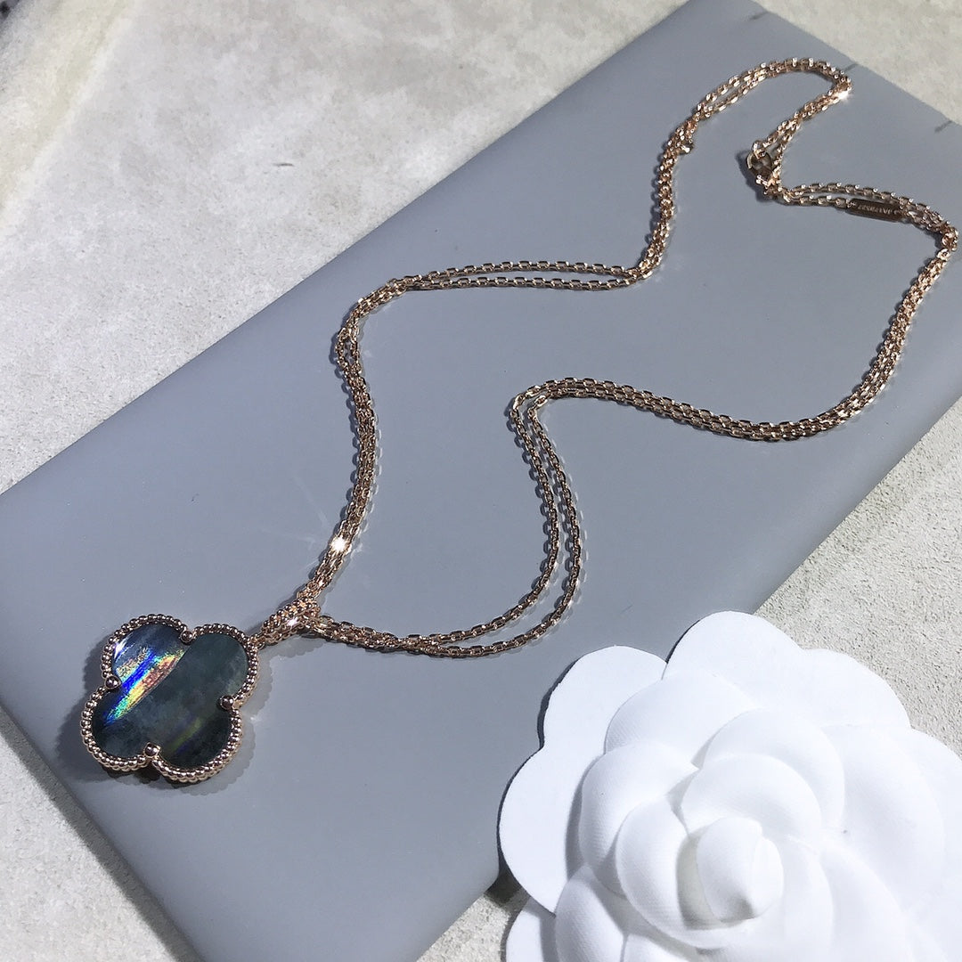 [Sophire Jewelry ]CLOVER 25MM GOLD DARK MOP BIG CLOVER NECKLACE