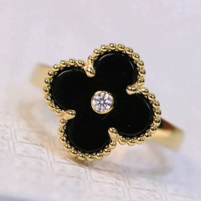 [Sophire Jewelry ]CLOVER ONYX RING GOLD DIAMOND