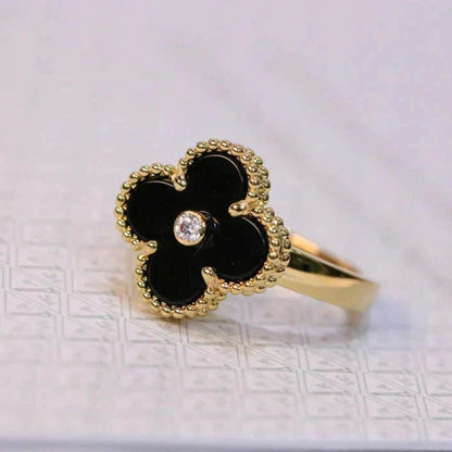 [Sophire Jewelry ]CLOVER ONYX RING GOLD DIAMOND