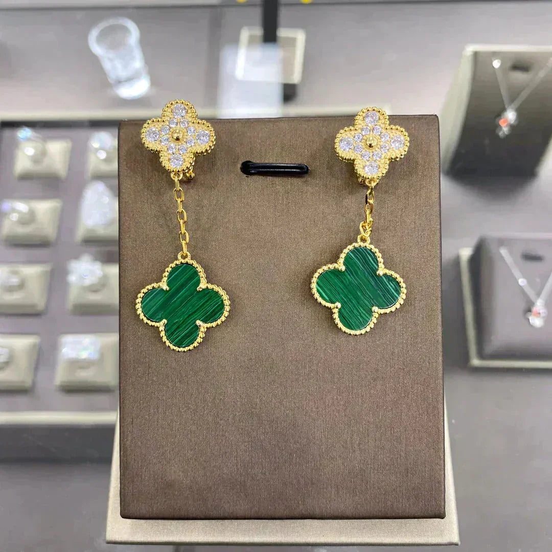 [Sophire Jewelry ]CLOVER  2 MOTIFS  DIAMOND  EARRINGS (MULTIPLE CHOICESç´