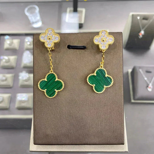 [Sophire Jewelry ]CLOVER  2 MOTIFS  DIAMOND  EARRINGS (MULTIPLE CHOICESç´