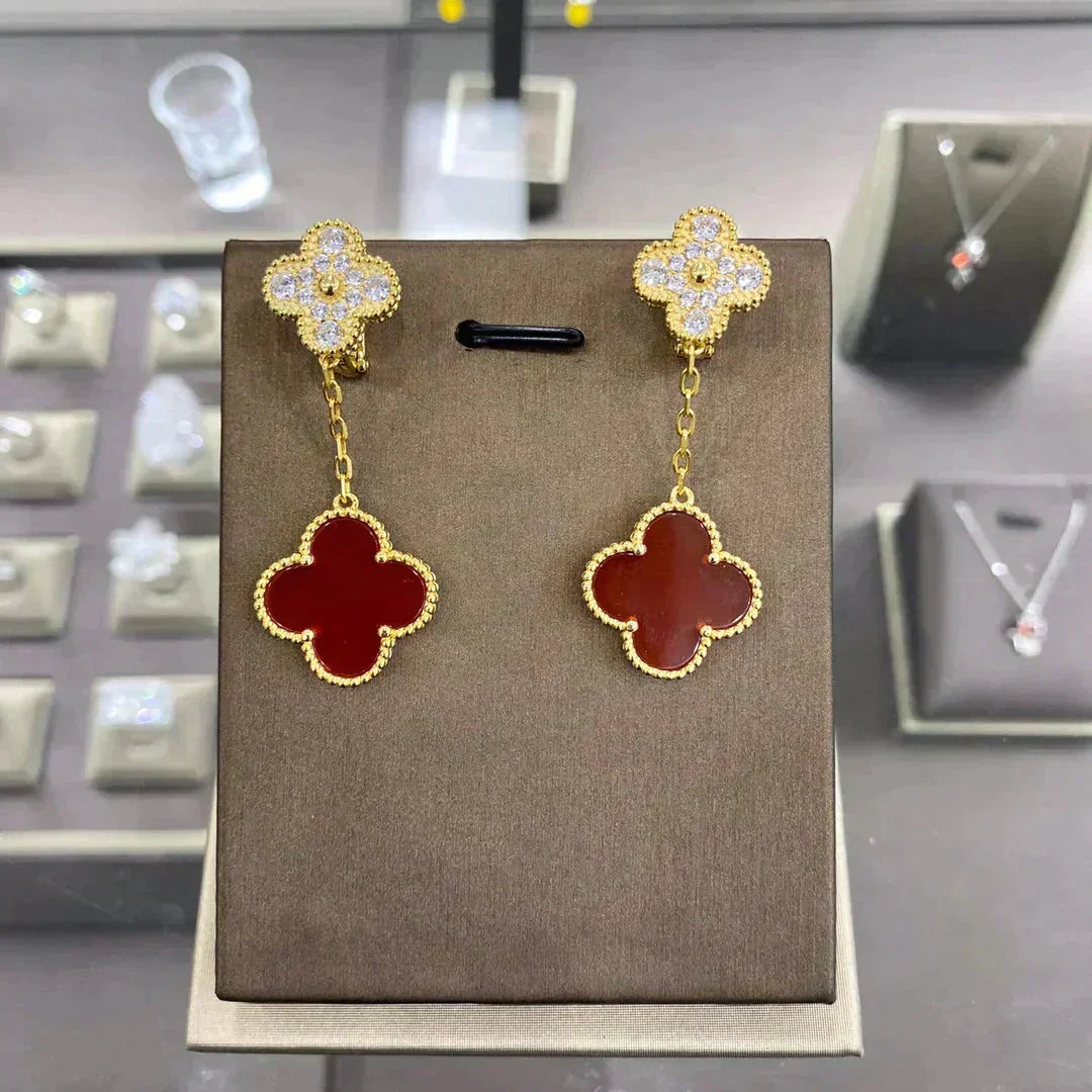 [Sophire Jewelry ]CLOVER  2 MOTIFS  DIAMOND  EARRINGS (MULTIPLE CHOICESç´