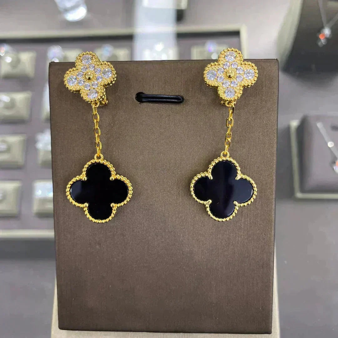 [Sophire Jewelry ]CLOVER  2 MOTIFS  DIAMOND  EARRINGS (MULTIPLE CHOICESç´