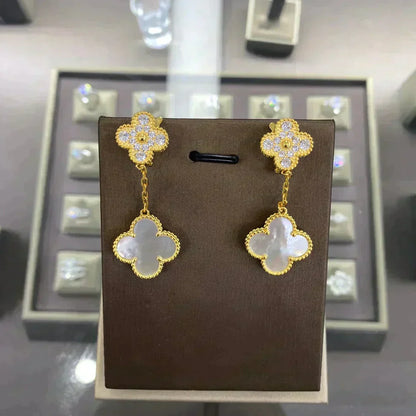 [Sophire Jewelry ]CLOVER  2 MOTIFS  DIAMOND  EARRINGS (MULTIPLE CHOICESç´