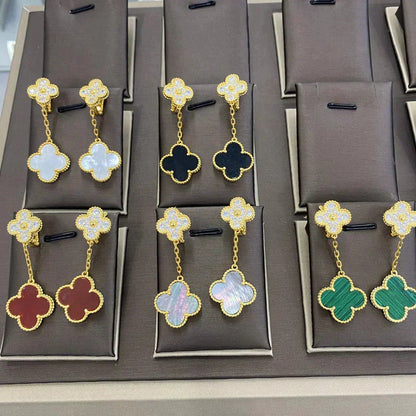 [Sophire Jewelry ]CLOVER  2 MOTIFS  DIAMOND  EARRINGS (MULTIPLE CHOICESç´