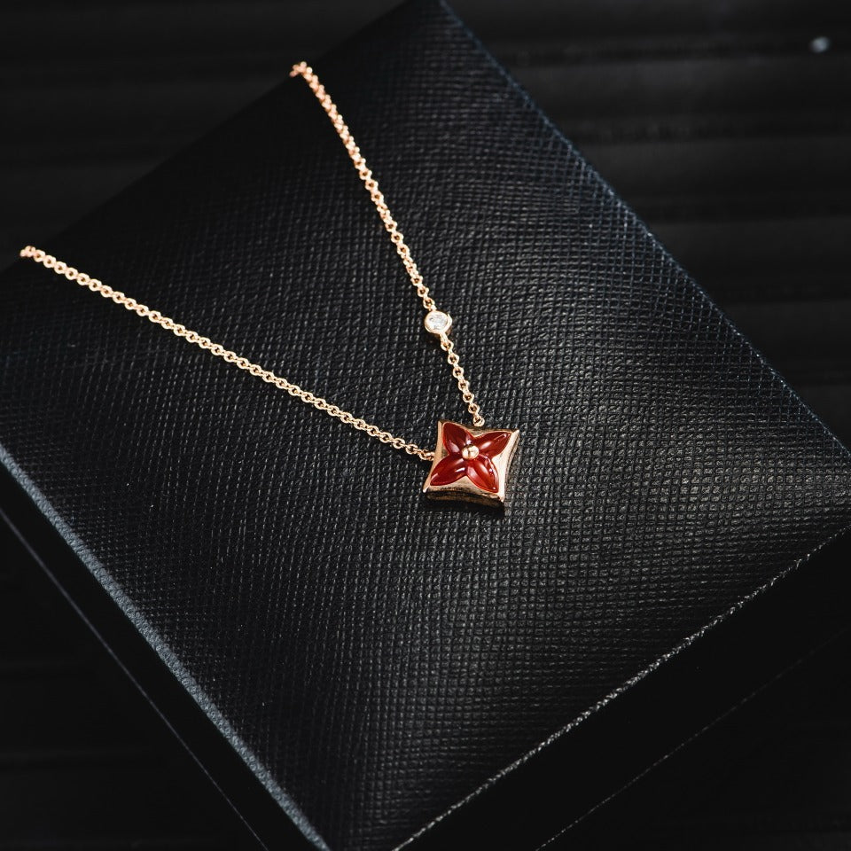 [Sophire Jewelry ]STAR NECKLACE PINK GOLD 1 DIAMOND