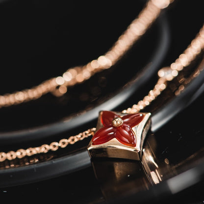 [Sophire Jewelry ]STAR NECKLACE PINK GOLD 1 DIAMOND