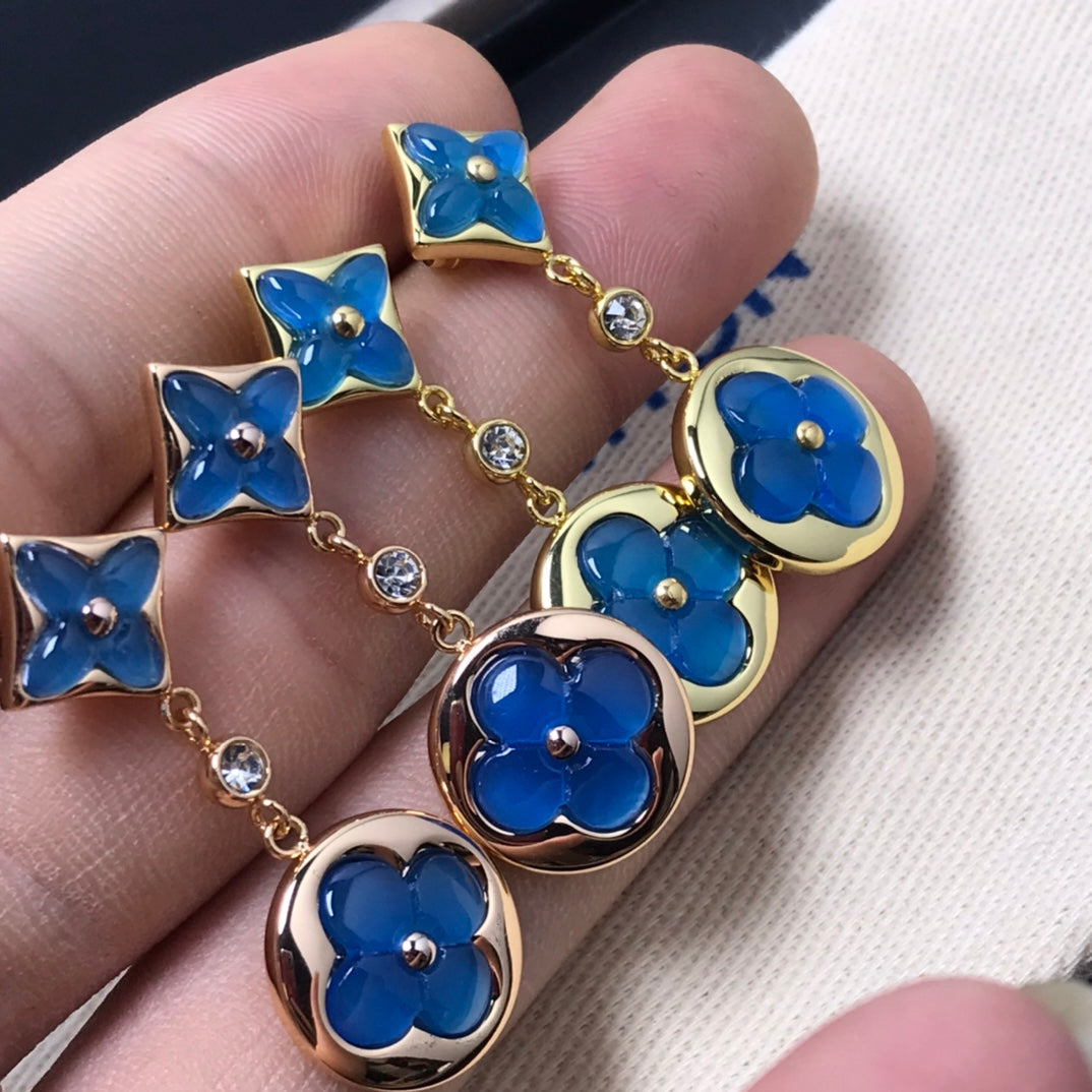 [Sophire Jewelry ]STAR AND SUN AGATE DIAMOND EARRINGS