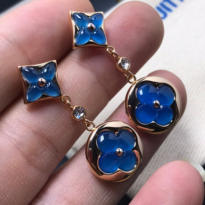 [Sophire Jewelry ]STAR AND SUN AGATE DIAMOND EARRINGS