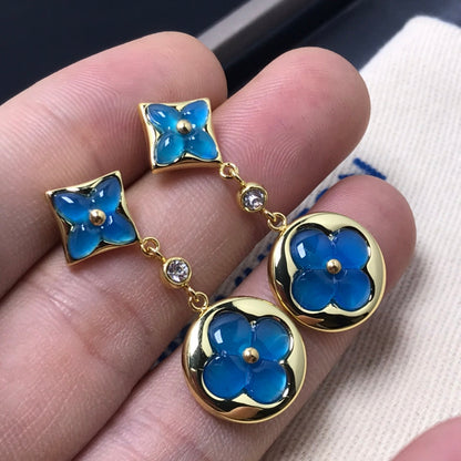[Sophire Jewelry ]STAR AND SUN AGATE DIAMOND EARRINGS