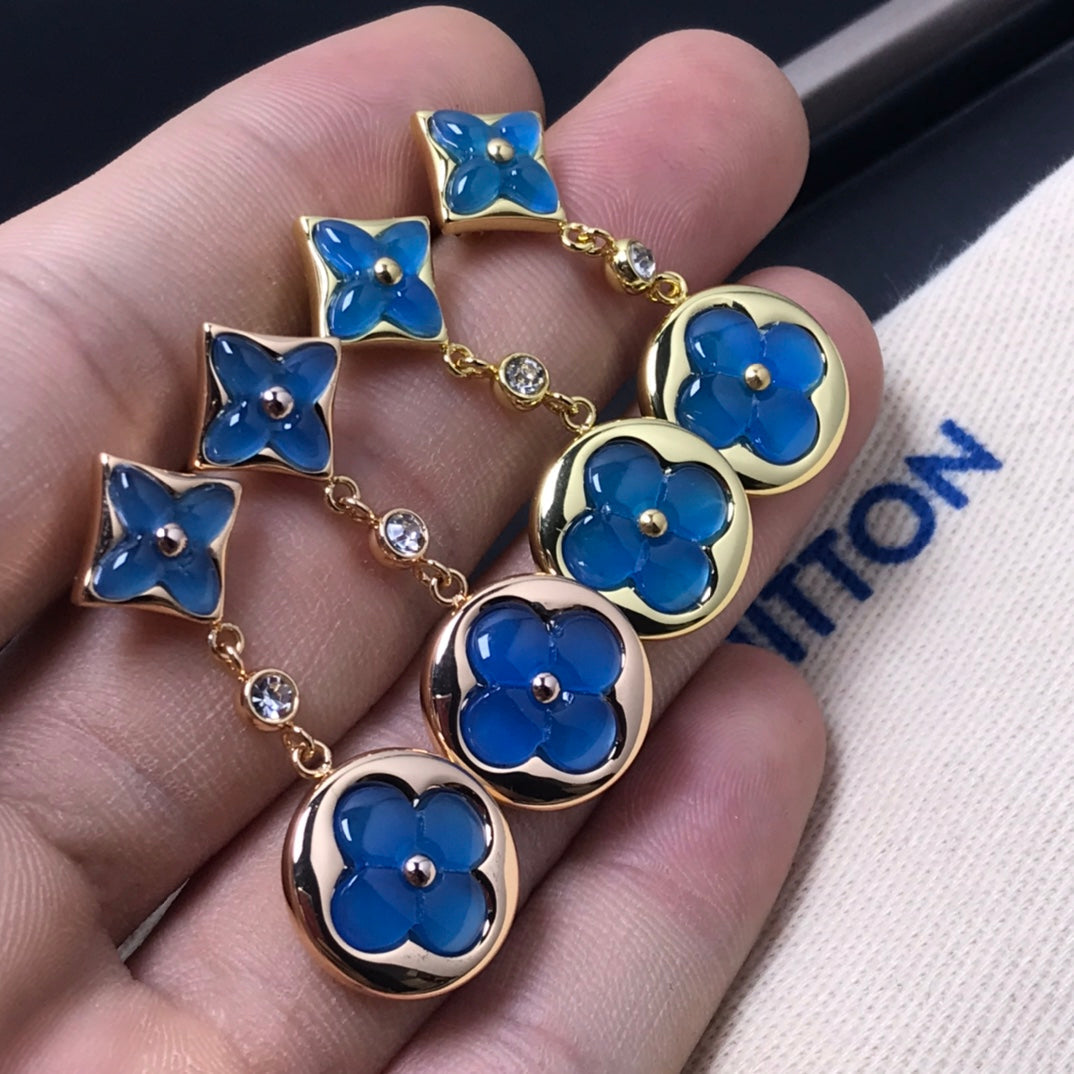 [Sophire Jewelry ]STAR AND SUN AGATE DIAMOND EARRINGS