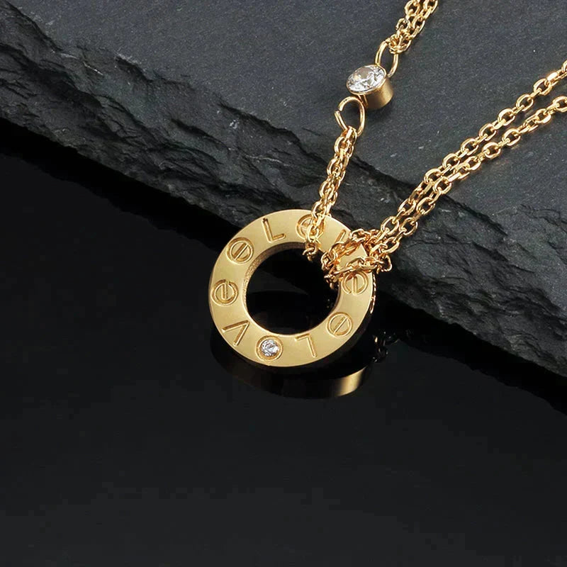 [Sophire Jewelry ]LOVE NECKLACE 16MM 2 DIAMONDS