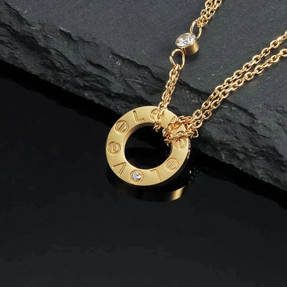[Sophire Jewelry ]LOVE NECKLACE 16MM 2 DIAMONDS