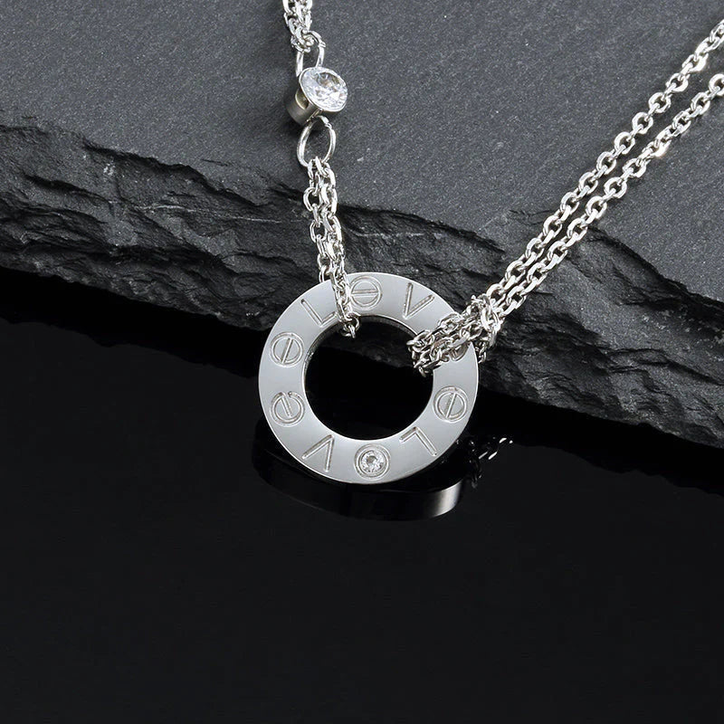 [Sophire Jewelry ]LOVE NECKLACE 16MM 2 DIAMONDS