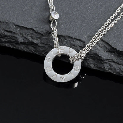 [Sophire Jewelry ]LOVE NECKLACE 16MM 2 DIAMONDS
