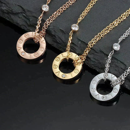 [Sophire Jewelry ]LOVE NECKLACE 16MM 2 DIAMONDS
