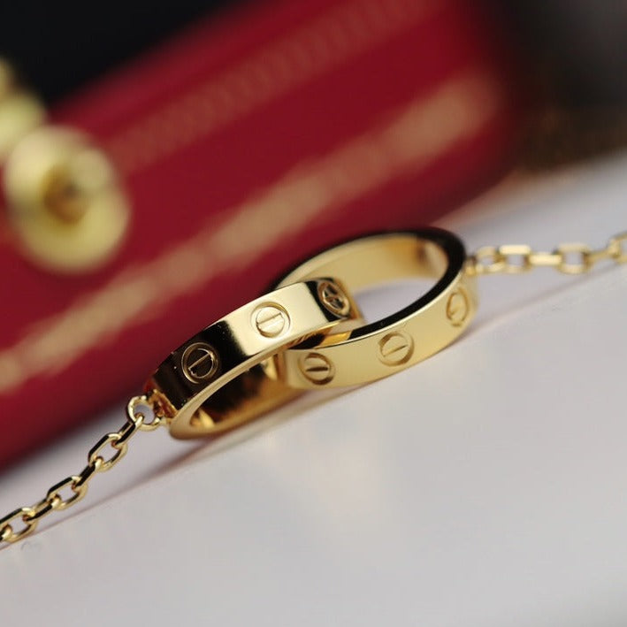 [Sophire Jewelry ]LOVE NECKLACE DOUBLE RING GOLD