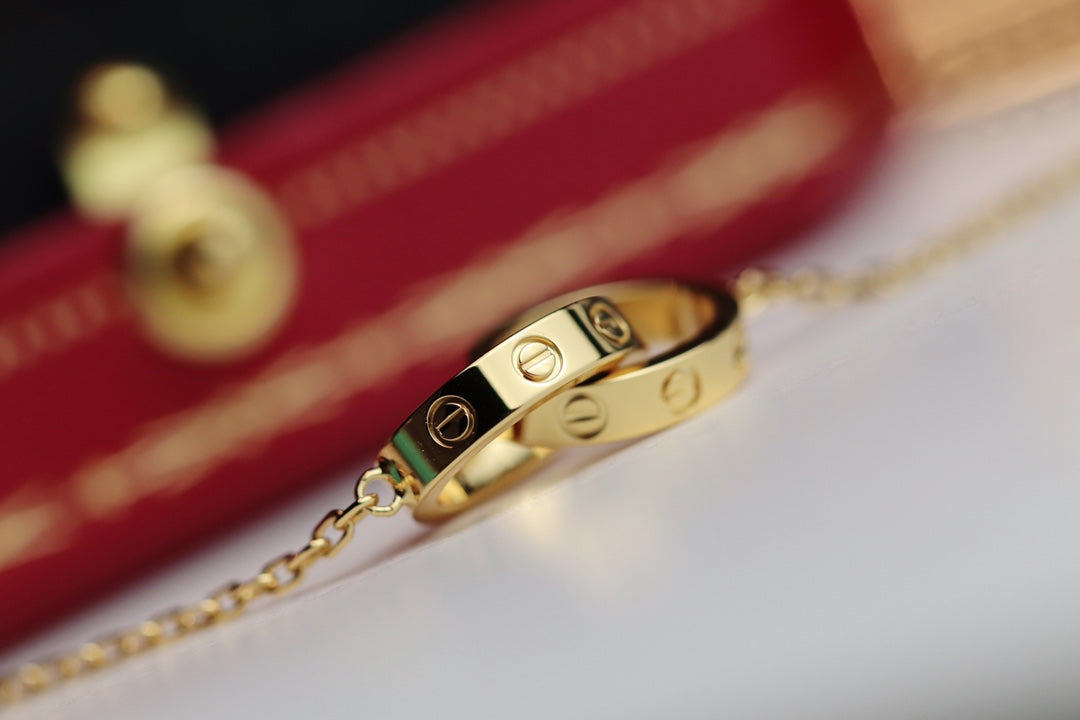 [Sophire Jewelry ]LOVE NECKLACE DOUBLE RING GOLD