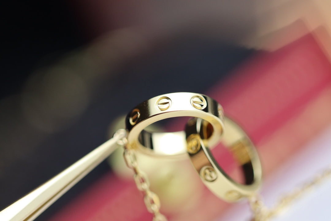 [Sophire Jewelry ]LOVE NECKLACE DOUBLE RING GOLD