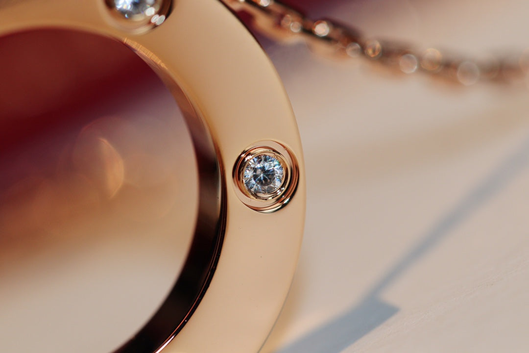 [Sophire Jewelry ]LOVE NECKLACE 16MM 6 DIAMONDS PINK GOLD