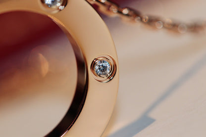 [Sophire Jewelry ]LOVE NECKLACE 16MM 6 DIAMONDS PINK GOLD