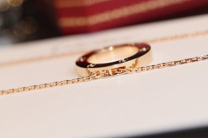 [Sophire Jewelry ]LOVE NECKLACE 16MM 6 DIAMONDS PINK GOLD