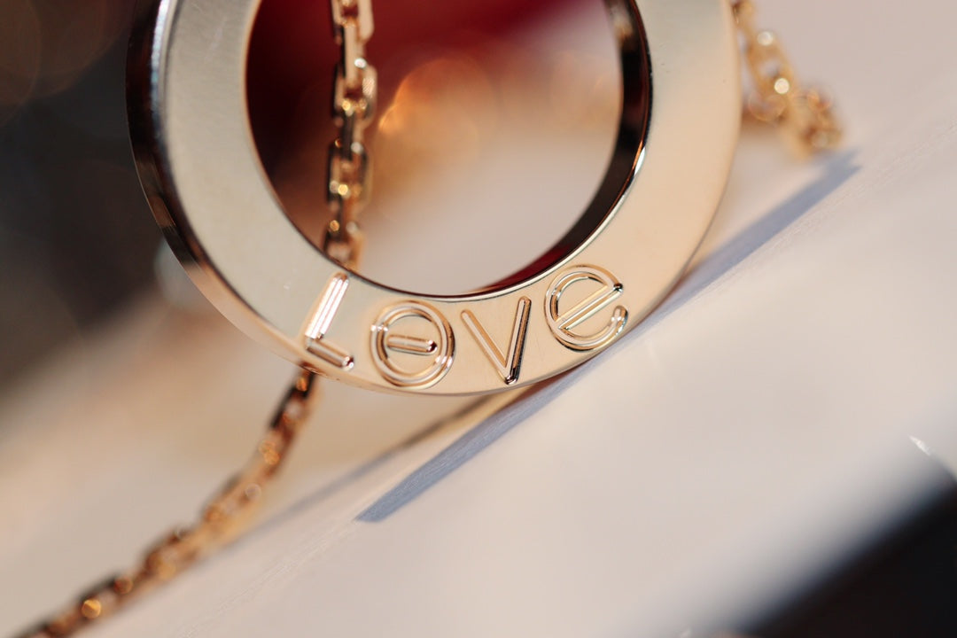[Sophire Jewelry ]LOVE NECKLACE 16MM 6 DIAMONDS PINK GOLD