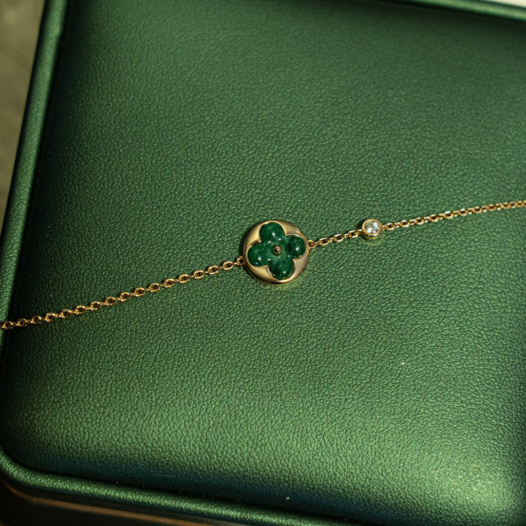 [Sophire Jewelry ]SUN MALACHITE 1 DIAMOND PINK GOLD BRACELET
