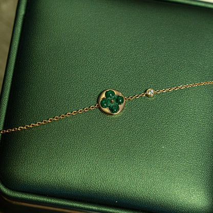 [Sophire Jewelry ]SUN MALACHITE 1 DIAMOND PINK GOLD BRACELET