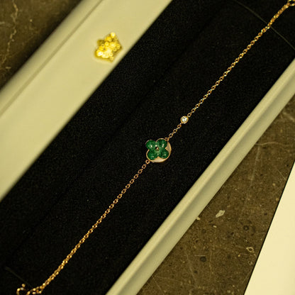 [Sophire Jewelry ]SUN MALACHITE 1 DIAMOND PINK GOLD BRACELET